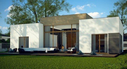 Проект одноэтажного дома из газобетона в стиле минимализма ГБ-9